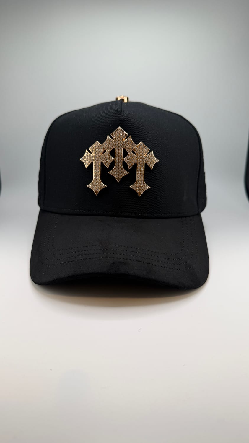 Gorra cruz dorada monograma negra